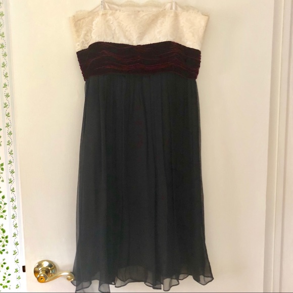Strapless lace and velvet cocktail dress , sz 4 - Picture 3 of 8